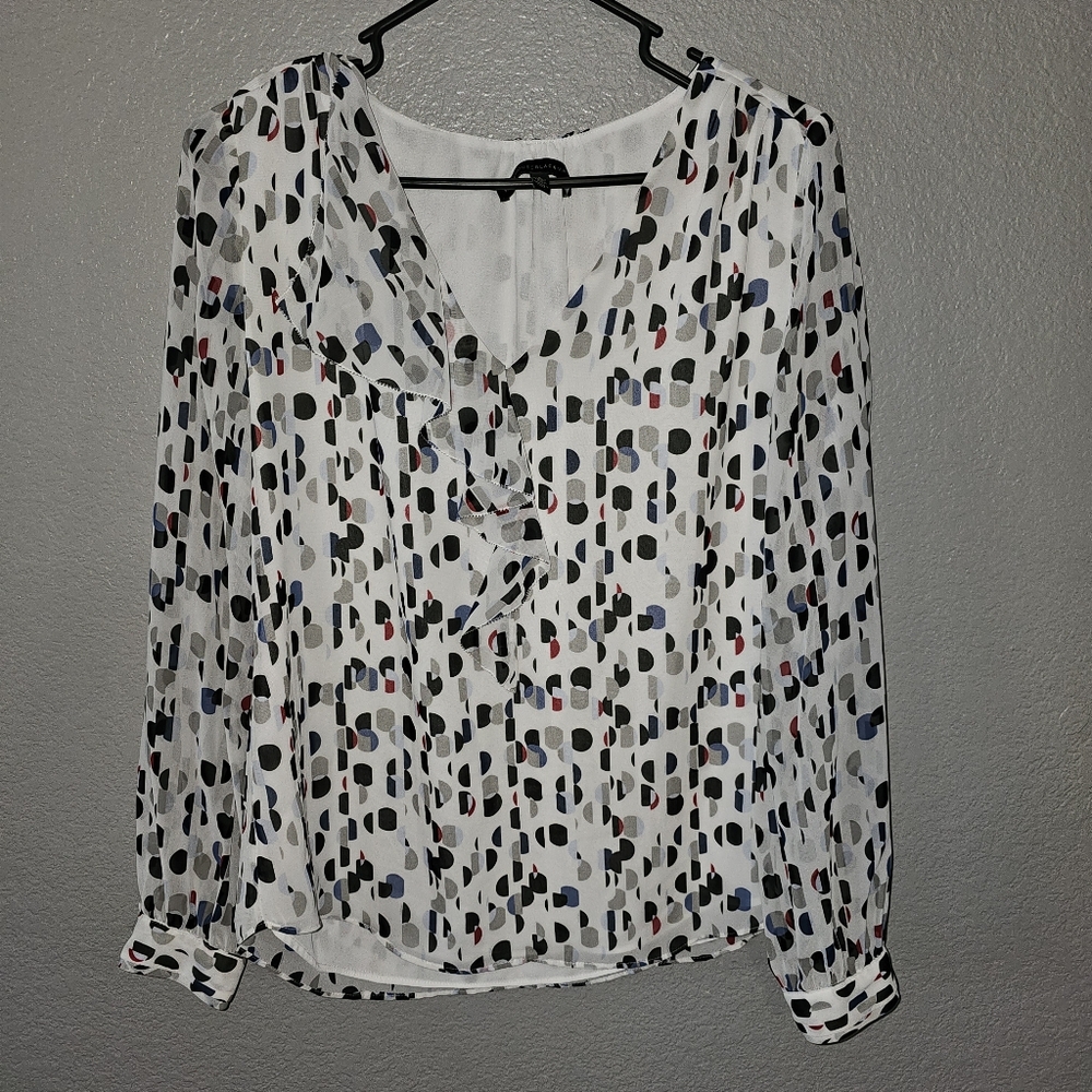 White House Black Market Pattern long sleeve Blouse 4